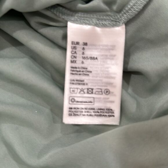 H&M DIVIDED off shoulder top light green chiffon crepe lined sheer sleeves top 6 - Picture 6 of 7